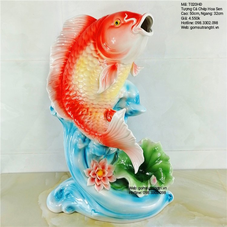 tượng cá, tượng cá bằng sứ, tượng trung quốc, sản phẩm trang trí nhà cửa